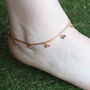 Golden Brass Rounds Red Green Beads Indian Payal Anklet, thumbnail 1 of 8