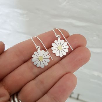 Daisy Earrings In Silver And 18ct Gold, 5 of 7