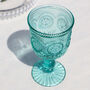 Set Of Four Turquoise Embossed Wine Glasses, thumbnail 5 of 7