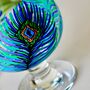 Peacock Feather Painted Brandy Glass, thumbnail 2 of 6