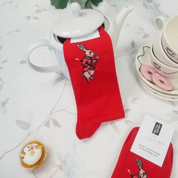 Alice's Adventures In Wonderland Men Socks White Rabbit, 4 of 6