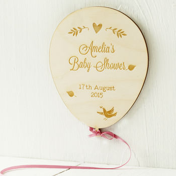 Engraved Birchwood Balloon Baby Card, 3 of 3