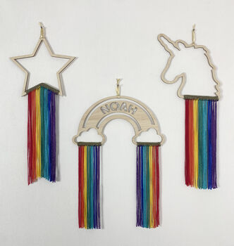 Personalised Wooden Rainbow With Luxury Fringing, 5 of 12