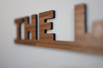 The Loo Sign: Walnut Wood Door Topper With Adhesive Dots, 7 of 7