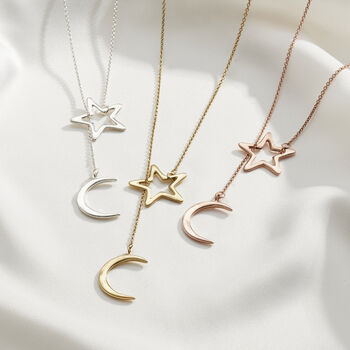 Personalised Moon And Star Lariat Necklace, 3 of 12
