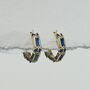 Gold Plated Sapphire Blue Crystal Huggie Hoops, thumbnail 9 of 12