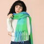 Personalised Green And Blue Check Winter Scarf, thumbnail 2 of 5