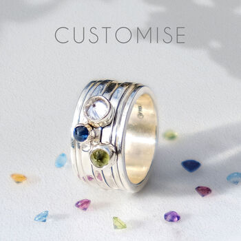 Personalised Birthstone Ibiza Silver Spinning Ring, 6 of 11
