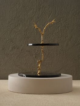 Two Tier Black Marble Stand With Gold Branch Detail, 3 of 3
