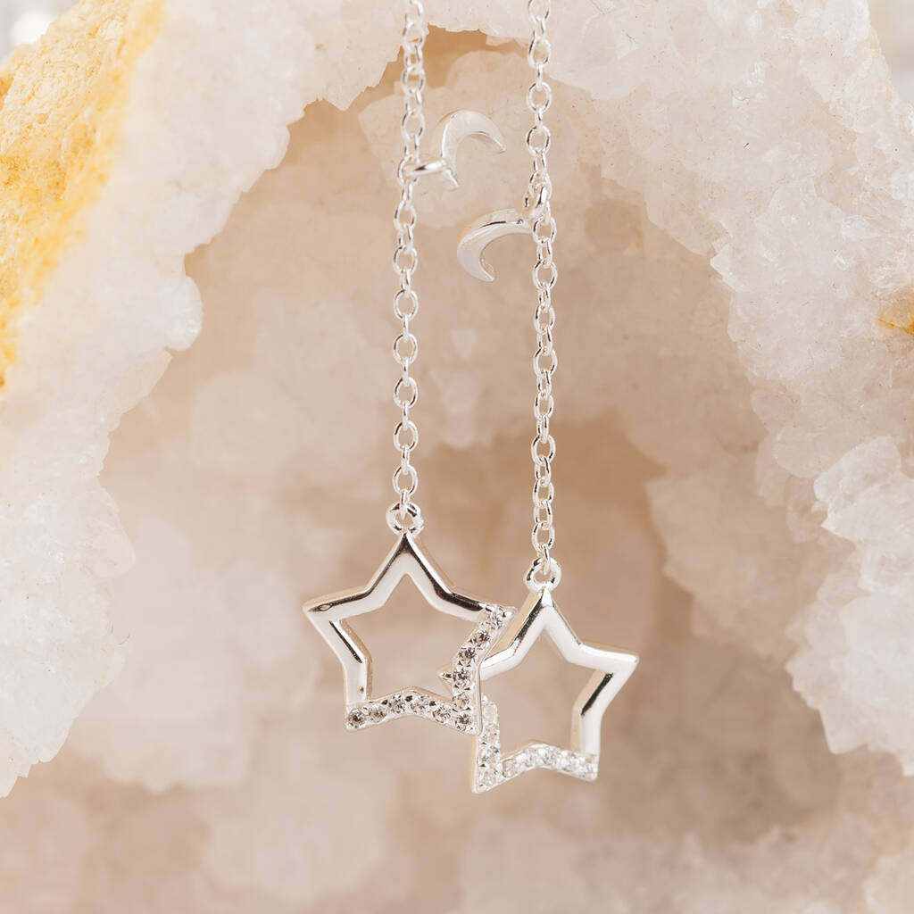 Sterling Silver Star Pull Through Earrings By Home & Glory