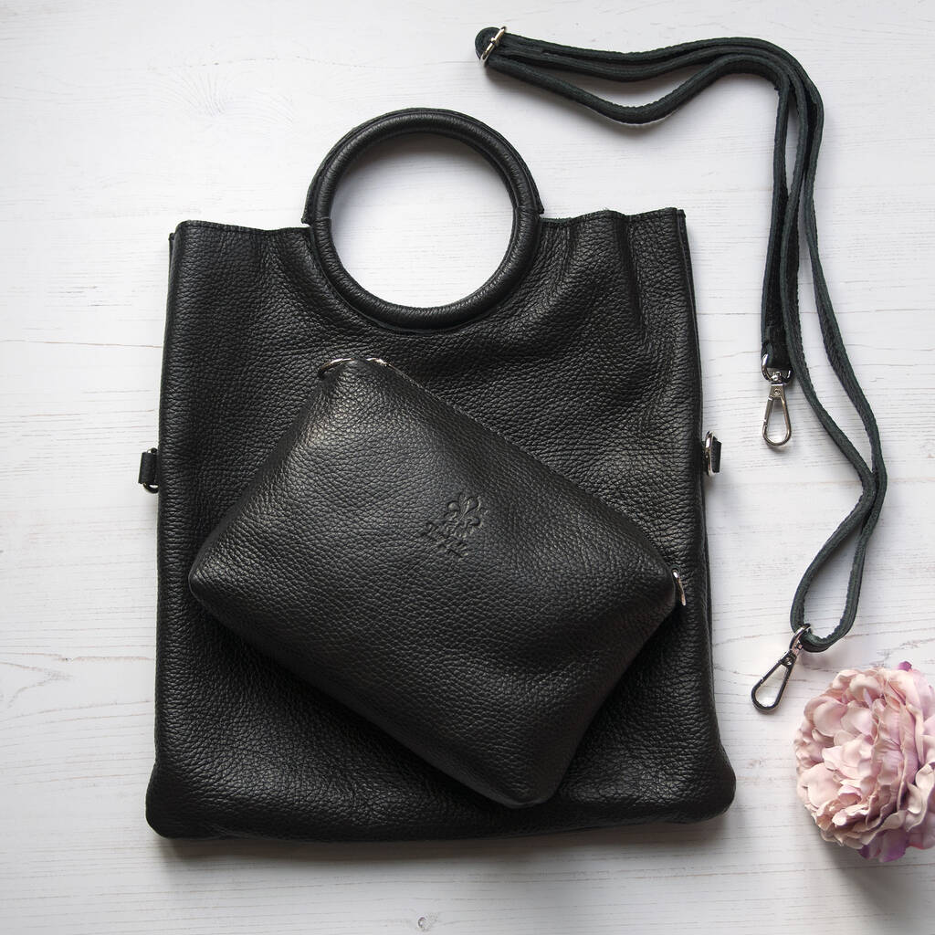 Leather Grab Bag Five In One Handbag By Grace & Valour