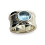Sterling Silver Blue Topaz Drum Ring, thumbnail 2 of 5