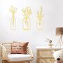 Three Pieces Gold Metal Vase Art Flower Wall Décor, thumbnail 4 of 7