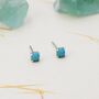 Sterling Silver Green Turquoise Stud Earrings, thumbnail 4 of 10