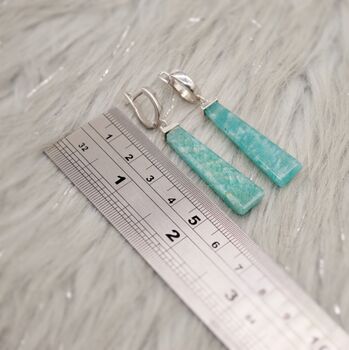 Gemstone Amazonite Silver Earrings, 4 of 6