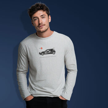 Retro Rally Car Grey Long Sleeve Top, 4 of 7