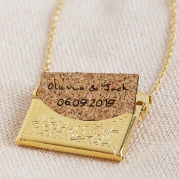 Personalised Anniversary Envelope Necklace With Charm, 5 of 7