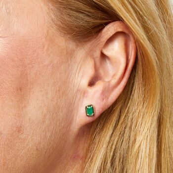 Art Deco Emerald Stud Earrings In 9ct Gold, 2 of 5