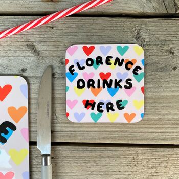 Bright Hearts Personalised Coaster, 3 of 5