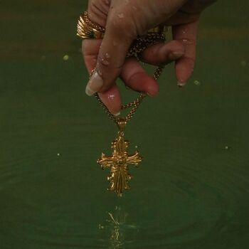 18 K Gold Cross Pendant Necklace Genesis, 2 of 8