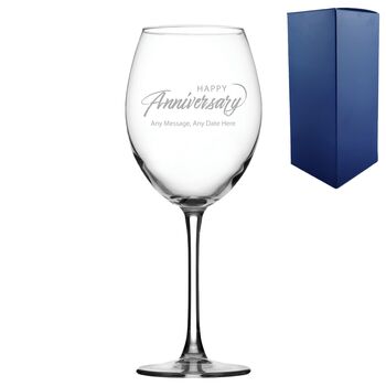 Personalised Anniversary Wine Glass For Couple, 3 of 5