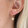 Gold Plated Or Silver Starburst Huggie Hoop Earrings, thumbnail 1 of 6