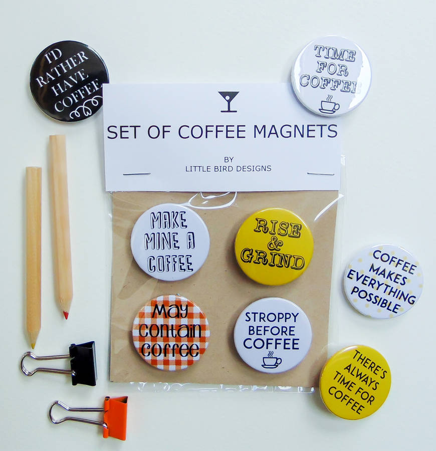 Set Of Coffee Badges/Magnets, 1 of 9
