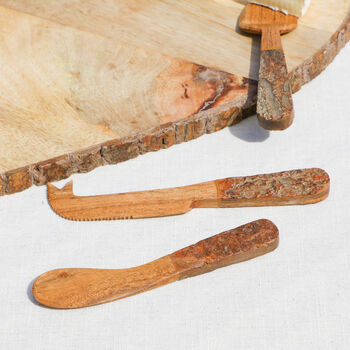 Set Of Four Carved Wooden Cheese Knives, 7 of 8