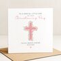 Personalised Floral Cross Christening Card For Baby Girl, thumbnail 1 of 7