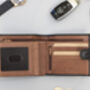 Personalised Mens Black And Tan Leather Wallet Rfid, thumbnail 5 of 9