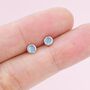 Sterling Silver Tiny Aquamarine Stud Earrings, thumbnail 3 of 12