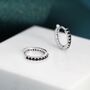 Sterling Silver Minimalist Huggie Hoop Earrings In Sterling Silver With Black Cz Crystals, thumbnail 8 of 12