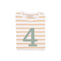 Biscuit + White Breton Striped Number/Age T Shirt Green, thumbnail 5 of 6