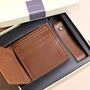 Men's Leather Wallet And Keyring Gift Set In Tan, thumbnail 1 of 6