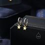 Star Charm Huggie Hoop Earrings In Sterling Silver, thumbnail 4 of 9