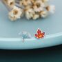 Sterling Silver Maple Leaf And Ginkgo Leaf Stud Earrings, thumbnail 2 of 11