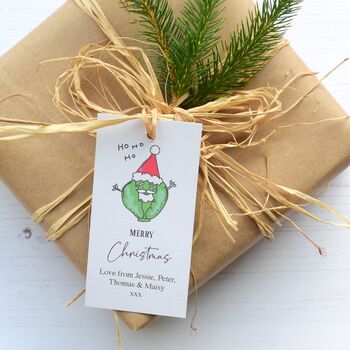 10 Personalised Sprout Personalised Christmas Gift Tags, 2 of 3