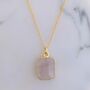 'The Rectangle' Rose Quartz Gold Plated Necklace, thumbnail 2 of 7