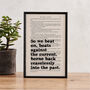 The Great Gatsby 'Beat On' Quote Print, thumbnail 1 of 6