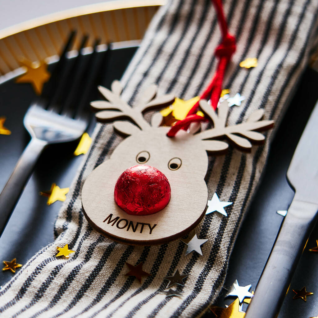 Personalised Chocolate Reindeer Place Setting, 1 of 2