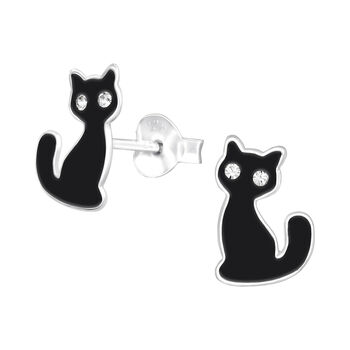 Silver Halloween Earrings, Black Cats, In A Gift Tin, 3 of 7