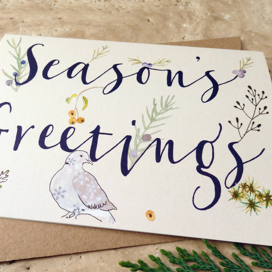 Season s Greetings Dove Christmas Card