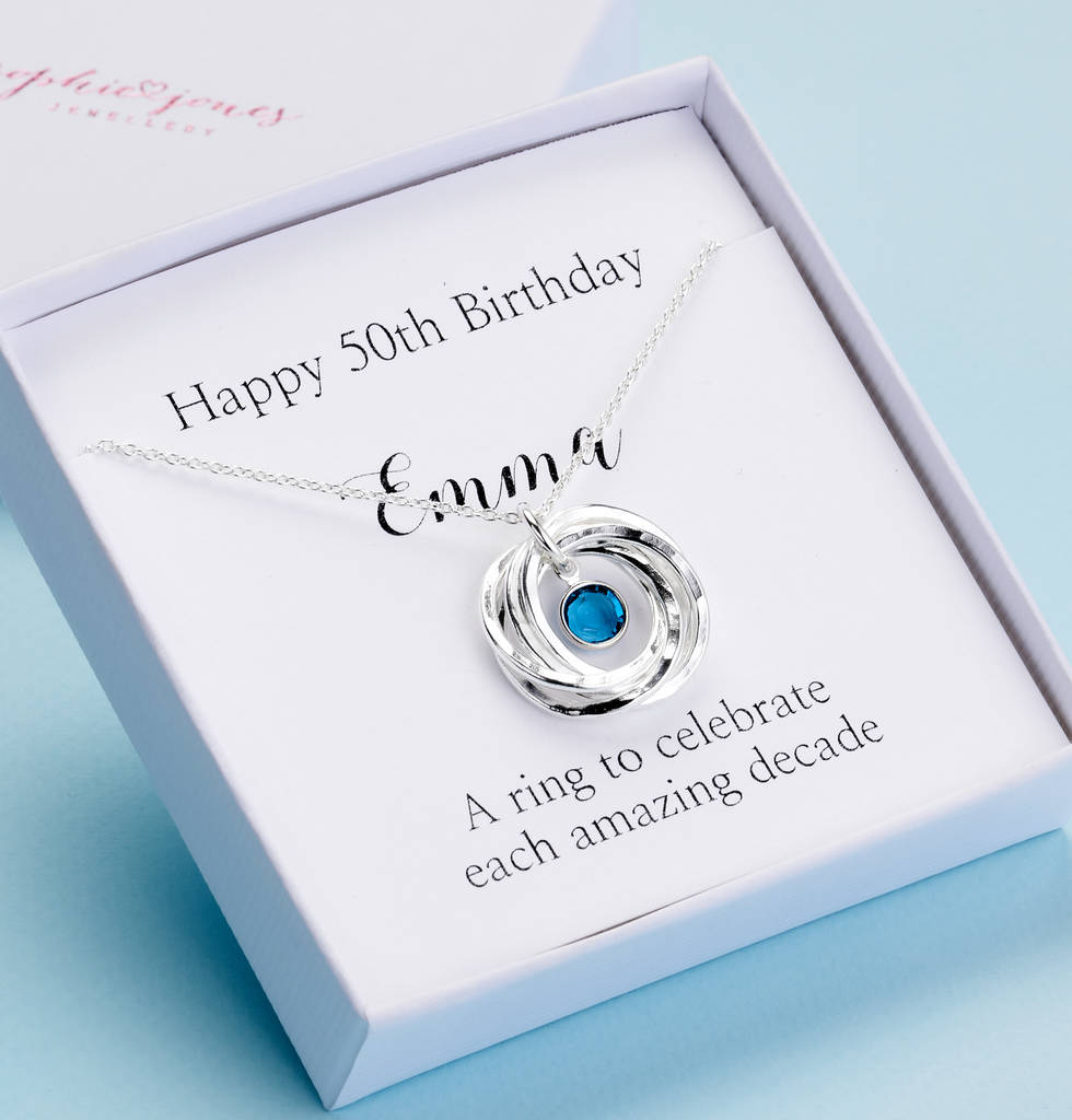 Personalised 50th Birthday Necklace With Birthstone, 1 of 7
