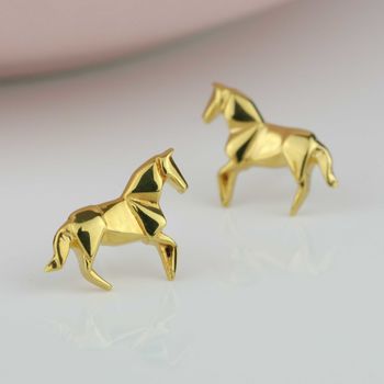 Sterling Silver And Gold Plated Origami Horse Earrings, 3 of 6