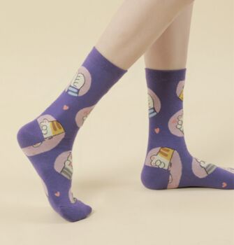 Cat Paw Print Mid Calf Length Socks, 2 of 3