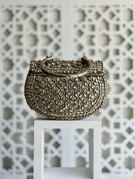 Amritsar Antique Handcrafted Kundan Clutch Bag, 7 of 9