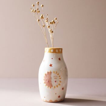 Sun And Moon Face Ceramic Posy Vase, 2 of 6