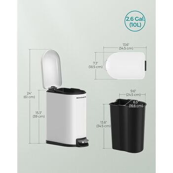 Ten Litre Pedal Bathroom Bin With Soft Close Lid, 2 of 7