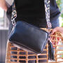 Personalised Leather Crossbody Bag With Patterned Strap, thumbnail 1 of 12