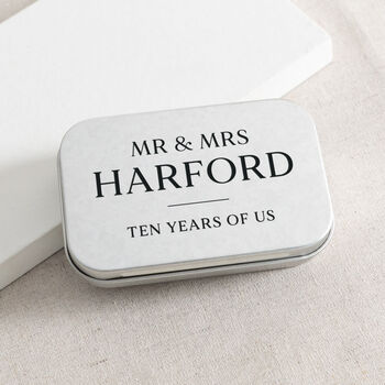 Minimal Font Anniversary Photo Card Keepsake Tin, 2 of 4